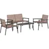 Image de vidaXL Ensemble de jardin pour 4 personnes, couleur marron, en résine tressée