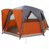 Image de Tente vidaXL pour 6 personnes avec toit, gris et orange, 425 x 396 x 222 cm