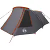 Image de Tente tunnel vidaXL pour 3 personnes, gris et orange, 328 x 228 x 115 cm