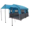 Image de Tente familiale vidaXL pour 4 personnes, bleue et grise, 324 x 255 x 230 cm