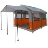 Image de Tente familiale vidaXL pour 4 personnes, gris et orange, 324 x 255 x 230 cm