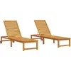 Image de vidaXL Transat 2 pièces Marron 202 x 53 x 89 cm Bois massif Acacia
