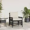 Image de vidaXL Chaise de jardin avec coussin Noir 73 x 61 x 77 cm Poly-rotin