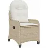 Image de Chaise longue vidaXL avec coussin, beige, 56 x 66 x 95 cm, en polyrotin
