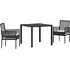 Image de vidaXL Ensemble de jardin 3 pcs noir Poly-Rotin