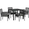 Image de vidaXL Ensemble de jardin pour 5 personnes, noir, en résine tressée