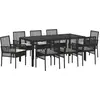 Image de vidaXL Ensemble de jardin 9 pcs noir Poly-Rattan