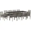 Image de Ensemble de salon de jardin vidaXL, 11 pièces, en polyrotin gris