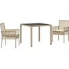Image de vidaXL Ensemble de jardin pour repas, 3 pièces, en polyrotin beige