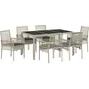 Image de vidaXL Ensemble de jardin pour repas, 7 pièces, gris clair, en résine tressée