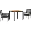 Image de vidaXL Ensemble de jardin 3 pcs noir Poly-Rotin