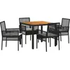 Image de vidaXL Ensemble de jardin pour 5 personnes, noir, en résine tressée