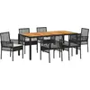 Image de vidaXL Ensemble de jardin 7 pcs noir Poly-Rattan