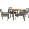 Image de vidaXL Ensemble de jardin pour repas, 5 pièces, gris, en résine tressée