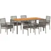 Image de vidaXL Ensemble de jardin pour repas, 7 pièces, gris, en résine tressée
