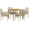 Image de vidaXL Ensemble de jardin 5 pcs Beige Poly-Rattan