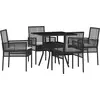 Image de vidaXL Ensemble de jardin 5 pcs noir Poly-Rattan