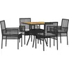 Image de vidaXL Ensemble de jardin 5 pcs noir Poly-Rattan