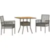 Image de vidaXL Ensemble de jardin 3 pcs Gris Poly-Rotin