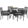 Image de vidaXL Ensemble de jardin pour 5 personnes, noir, en résine tressée