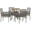 Image de vidaXL Ensemble de jardin pour repas, 5 pièces, gris, en résine tressée