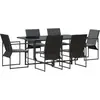 Image de vidaXL Ensemble de jardin pour repas, 7 pièces, noir, en acier