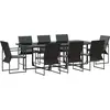 Image de vidaXL Salon de jardin 9 pcs noir acier