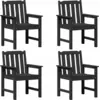 Image de vidaXL Chaise de jardin, lot de 4, noir, 65,5 x 59 x 88 cm, polyéthylène