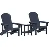 Image de vidaXL Chaise de jardin, lot de 3, bleu marine, polyéthylène