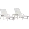 Image de vidaXL Bain de soleil 3 pcs blanc polyéthylène