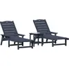 Image de vidaXL Chaise longue 3 pièces Bleu marine Polyéthylène