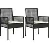 Image de vidaXL Chaise de jardin, lot de 2, noir, 55 x 53 x 85 cm, rotin synthétique