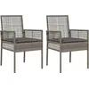 Image de vidaXL Chaise de jardin avec coussins, lot de 2, gris, 55 x 53 x 85 cm, rotin synthétique