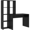 Image de Bureau vidaXL avec étagère, noir aspect chêne, 138,5 x 55 x 143 cm