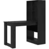 Image de vidaXL Bureau avec étagère noir aspect chêne 122 x 67 x 145 cm