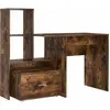 Image de Bureau avec étagère vidaXL, chêne fumé, 131,5 x 50 x 106,5 cm
