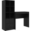 Image de vidaXL Bureau avec tiroirs 2 pcs noir imitation chêne