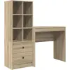 Image de Bureau vidaXL avec tiroirs et étagère, 2 pièces, chêne Sonoma