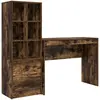 Image de vidaXL Bureau à tiroirs avec étagère, lot de 2, chêne fumé
