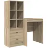 Image de Bureau vidaXL avec tiroirs et étagère, 2 pièces, chêne Sonoma
