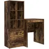 Image de vidaXL Bureau à tiroirs avec étagère, lot de 2, chêne fumé