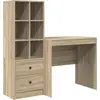 Image de Bureau vidaXL avec tiroirs et étagère, 2 pièces, chêne Sonoma