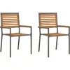 Image de vidaXL Chaises de jardin empilables, lot de 2, marron et gris, 54 x 56 x 90 cm