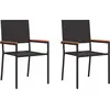 Image de vidaXL Chaises de jardin empilables, lot de 2, noir et marron, 54 x 56 x 90 cm
