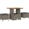 Image de vidaXL Ensemble de jardin pour repas, 3 pièces, gris, en résine tressée