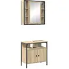 Image de vidaXL Ensemble de meubles de salle de bain avec étagère avec porte 2 pcs brun bois composite