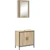 Image de vidaXL Ensemble de meubles de salle de bain avec étagère avec porte 2 pcs brun bois composite