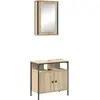 Image de vidaXL Ensemble de meubles de salle de bain avec étagère avec porte 2 pcs brun bois composite