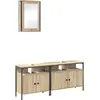 Image de vidaXL Ensemble de meubles de salle de bain avec étagère avec porte 3 pcs brun bois composite