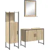 Image de vidaXL Ensemble de meubles de salle de bain avec étagère avec porte 3 pcs brun bois composite